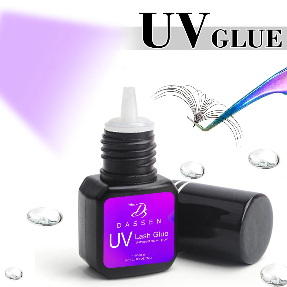 Dassen 5ml UV Eyelash Extension Glue 1S Fast Drying Strong Hold Long Lasting Non-Irritating Adhesive for Mink Lash Professional