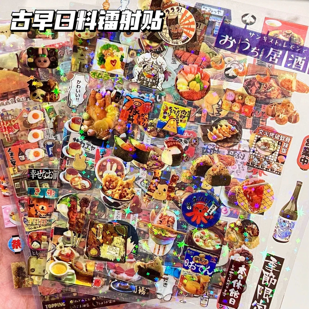 10PCS Cute Cat Laser Stickers Glitter Waterproof Translucent Funny Stationery Cute Scrapbooking Materials Craft Supplies