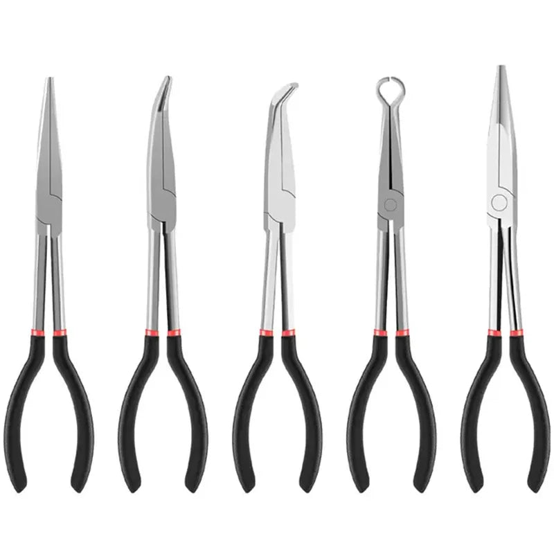 1pc 11-inch High Quality Long Nose Pliers with Curved and Straight Tips - Ideal for Industrial, DIY Applications and Car Repair
