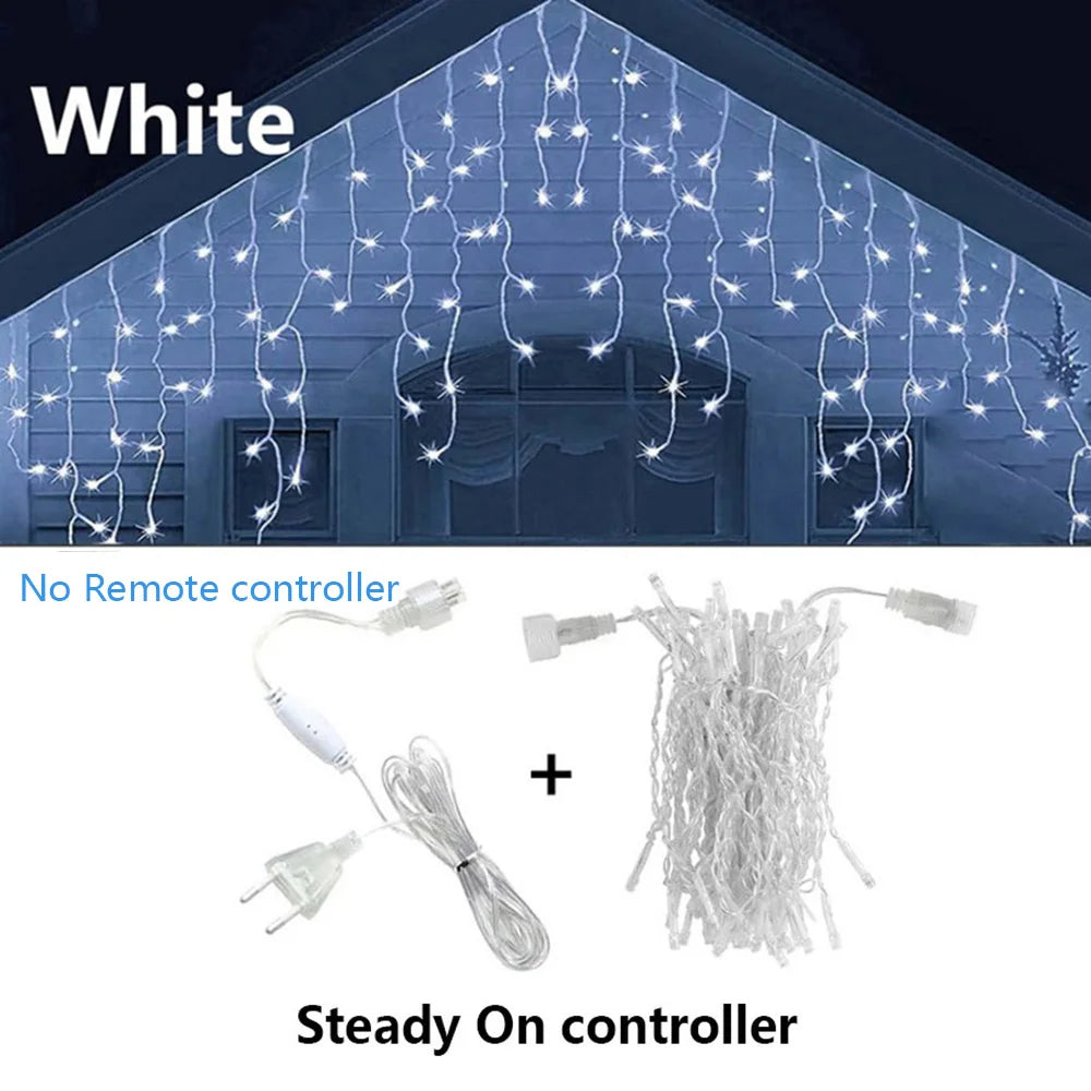 Icicle String Lights Outdoor LED Fairy Lights Garland For New Year Party Wedding Garden Terrace Christmas Decoration Lamps