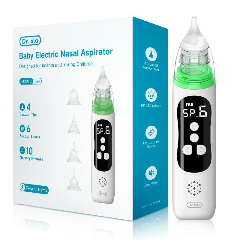 MAMIJOY Baby Electric Nasal Aspirator Nose Suction Device with Food Grade Silicone Mouthpiece 6 Suction Modes and Soothing Music