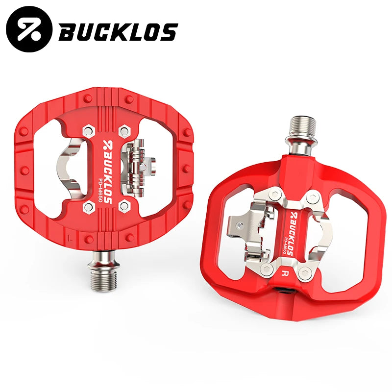 BUCKLOS Mountain Bicycle Pedals Sealed Bearing Dual Clipless Flat & Lock Pedal for Shimano SPD Nylon Bike Pedals Cycling Parts