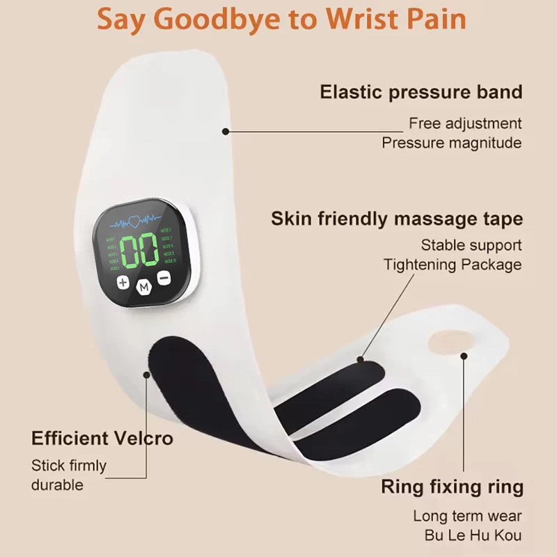 Cordless Wrist Massager Brace with Vibration, 10 Modes 29 Levels, Black/Blue/White