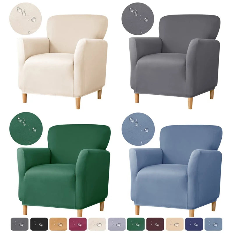 Stretch Spandex Tub Chair Cover Water Repellent Elastic Club Sofa Covers Solid Color Relax Single Armchair Slipcover Bar Counter