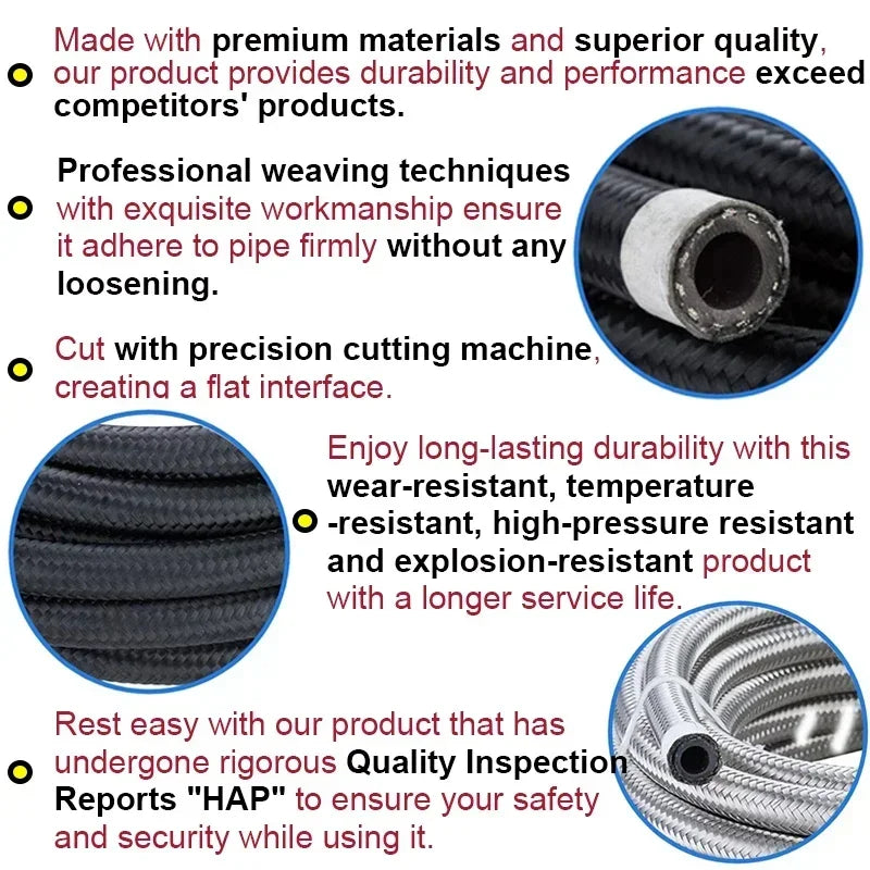 Universal AN braided fuel/oil hose line, stainless steel over CPE rubber, 1m AN10 ID 14.2mm