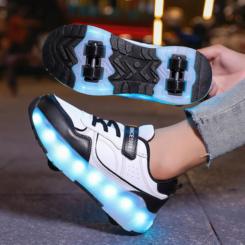 Kids USB Glow Roller Skates - Safe, Fun Nighttime Adventure