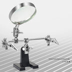 Soldering Iron Station Stand With Welding Magnifying Glass Clip Clamp Third Hand Helping Desktop Magnifier Soldering Repair Tool