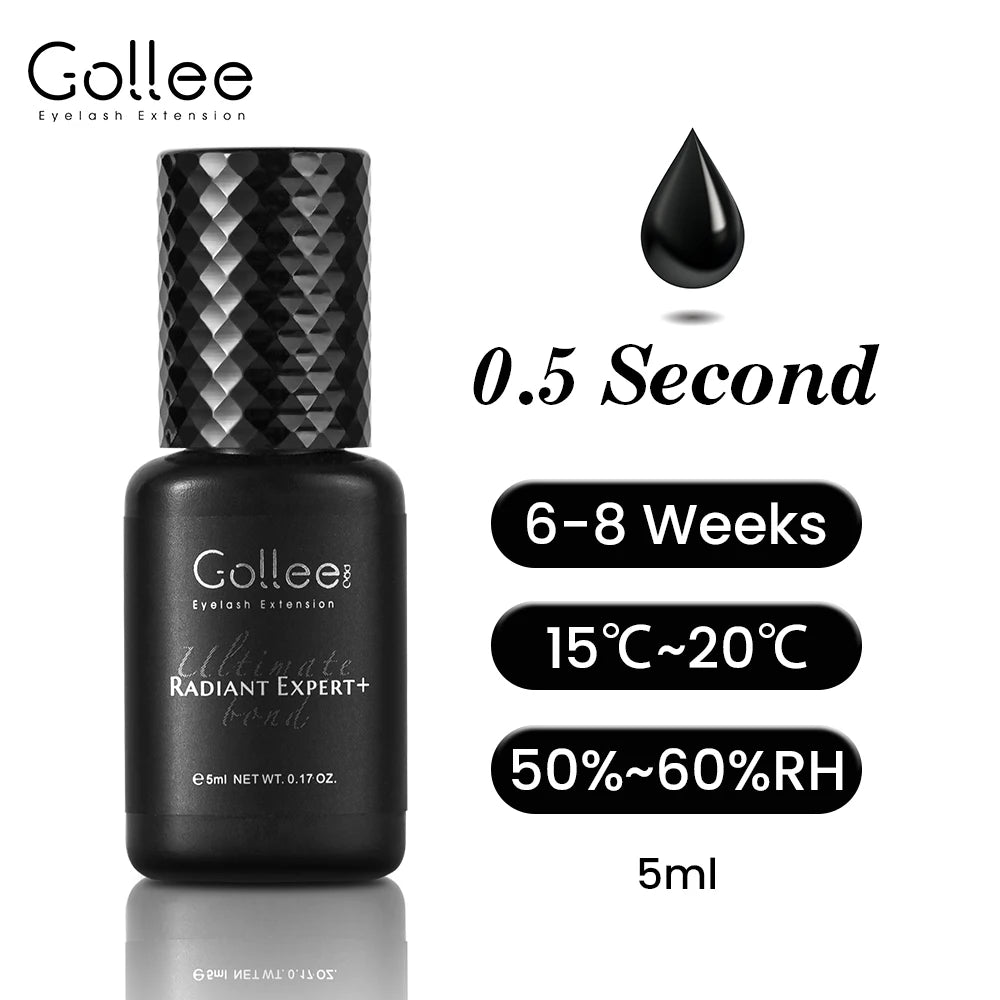 Gollee 0.5-1s Fast drying lashes glue Latex-free Eyelash Extensions Glue 5ml Professional Waterproof eyelash extension supplies