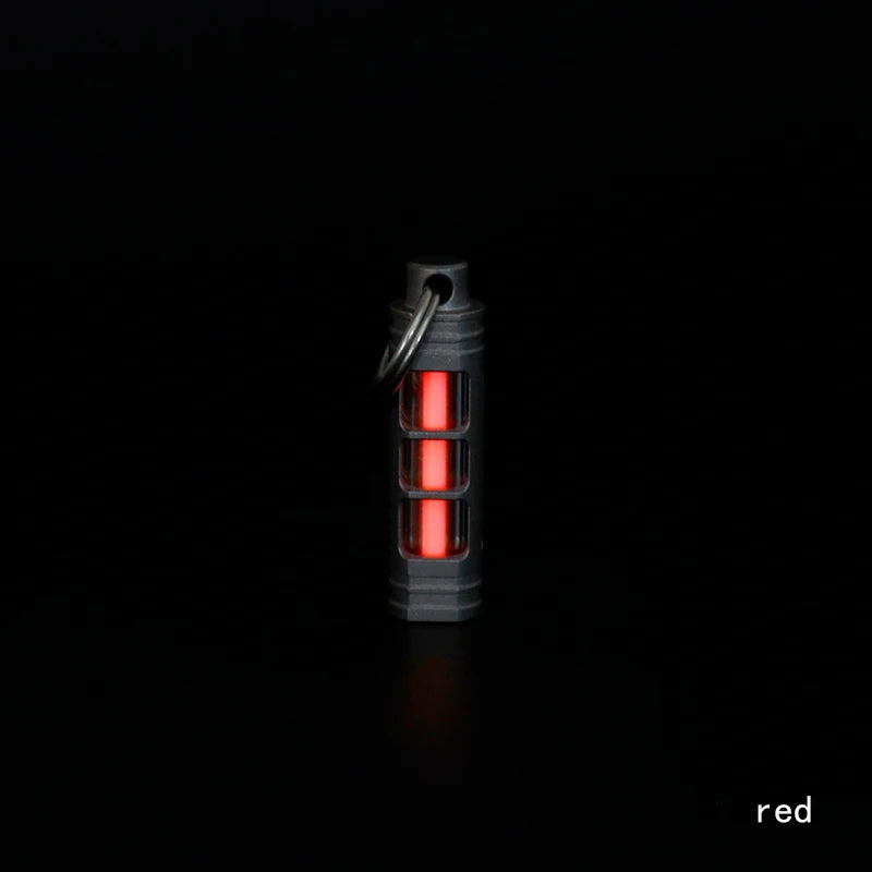 Titanium Alloy Luminous Night Signal Light Outdoor EDC Luminous 3.5*25mm Fluorescent Tube Self-illuminating Key Chain betalight