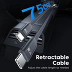 Toocki Digital Display Car Charger 105W 4 In1 Fast Charge Dual Type-C Cable With Retractable Cable For iPhone 16 15 14  Samsung