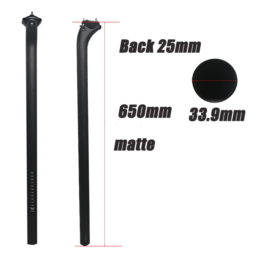 3K Carbon Bike Seatpost 31.8/33.9/34.9mm 550/600/650mm Matte, Front/Back
