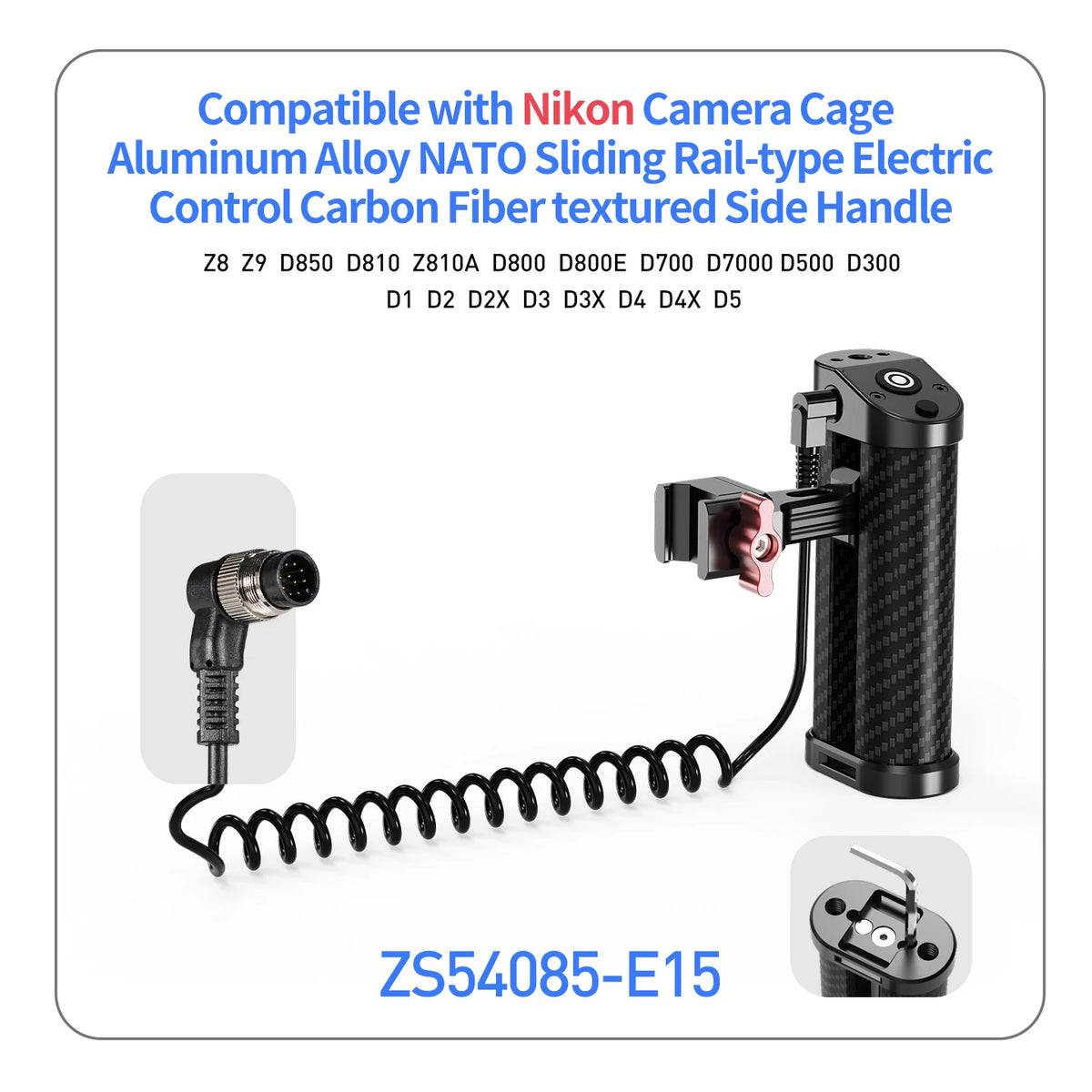 Camera Cage Top / Side Handle Grip With Trigger Shutter Control Cable for Sony Canon Nikon Fuji DSLR Carbon Fiber Grip Bracket