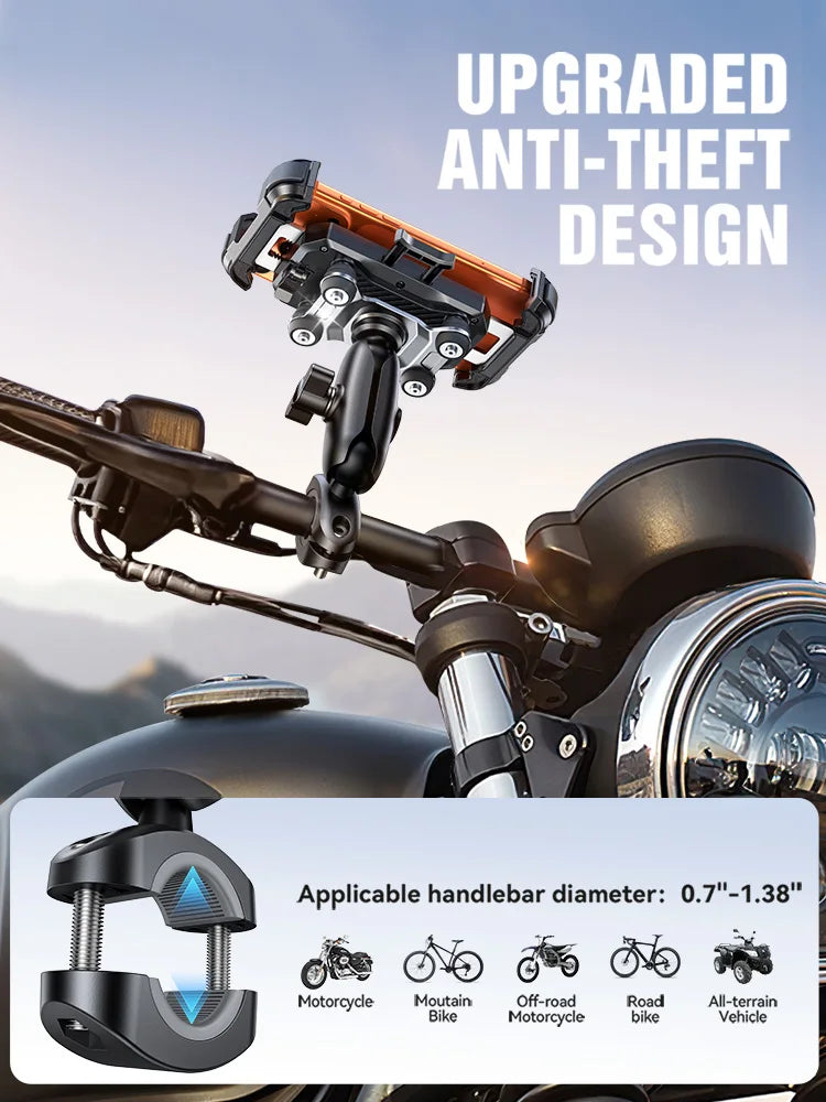 Joyroom Motorcycle Phone Holder Mount with Vibration Dampener Universal Bike Phone Holder for Bicycle Scooter ATV/UTV JR-ZS498S