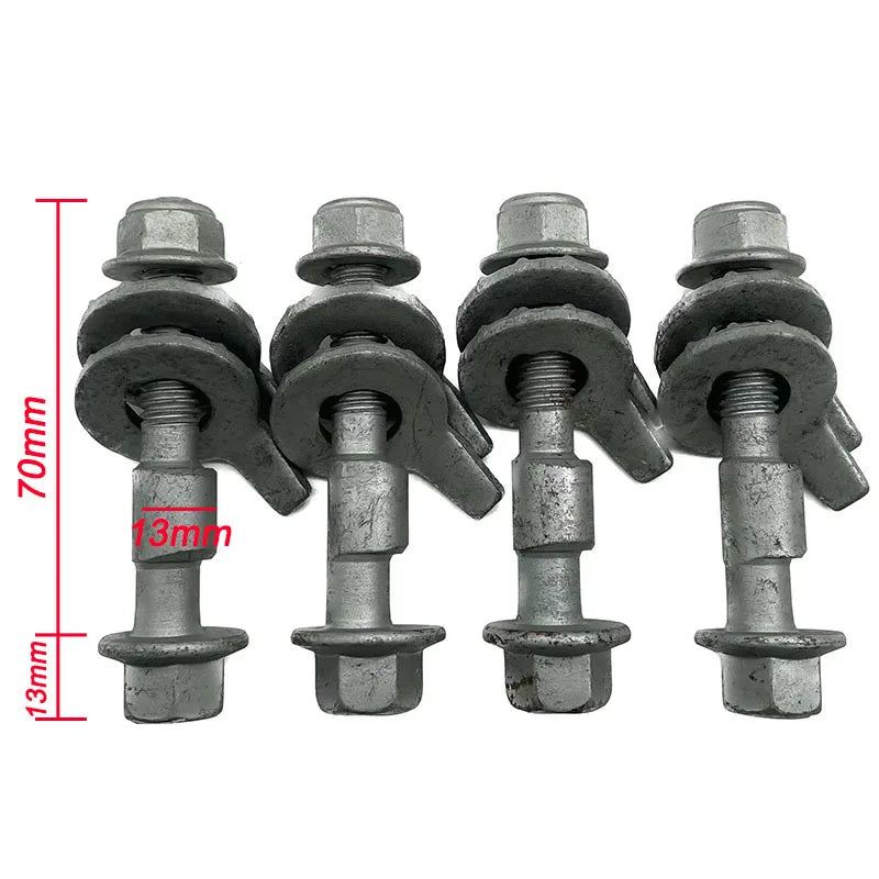 4PCS 10mm-17mm 12.9 Level Automotive Four Wheel Alignment Camber Bolt Tire Eccentric Screw Car Adjustment Repair Tools Silver