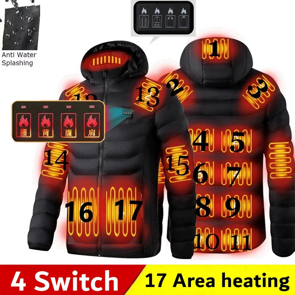 Men Heated Jacket USB Winter Outdoor Electric Heating male bobojaco Warm Sprots Thermal Coat Clothing Heatable men's parka
