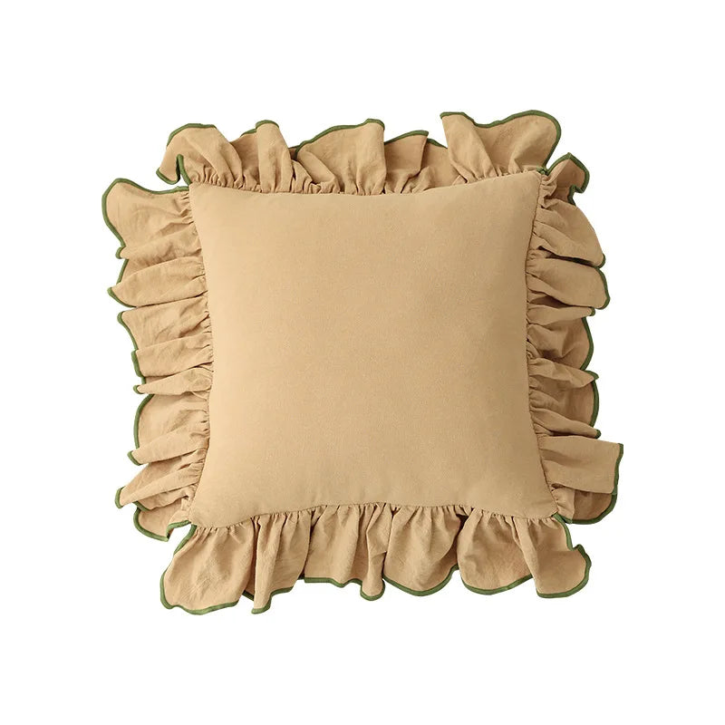 45X45cm Home Decor Cotton Ruffles Pillow Cover Sofa Decorative Cushion Cover Beige Pink Princess Throw Pillow Case Pillowsham