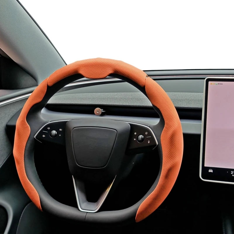 Luxury Nappa Faux Leather Steering Wheel Cover That Is Non-Slip And Sweat-Absorbent, Sporty Style Suitable For Various Vehicles