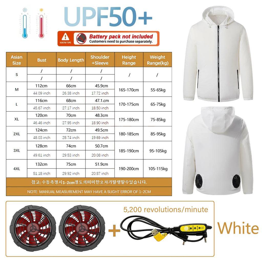 Outdoor air conditioning clothing - Men's summer lightweight model wearable electric fan cooling and heat protection jacket - Fi