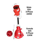 Electric vehicle charging adapter CEE Plug 16A/32A Red to Socket Blue 1-phase 32A 7KW 16A 3.5KW Red 3-Phase 16A 11KW 32A 22KW