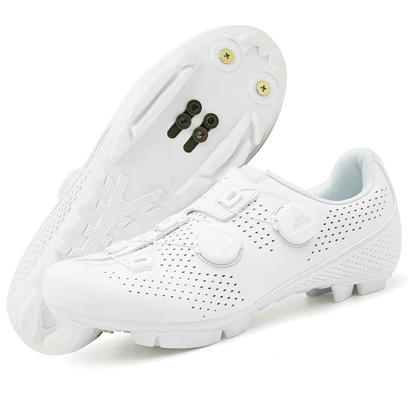 Speed Cycling Sneaker Men's Road Cycling Shoes Cleat Shoes Spd Shoes Cycling Flat Pedal Shoes Man Bike Outdoor Footwear White