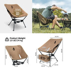 OneTigris Tigerblade Foldable Camping Chairs Lightweight Folding Chair Backpacking Moon Chairs for Travel Beach Fishing Relaxing