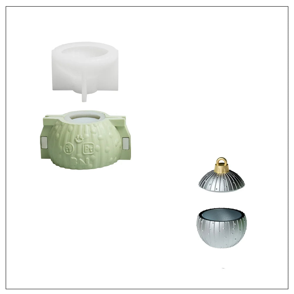 Christmas Bauble Candle Jar Silicone Mold, Reusable for Concrete Jesmonite Cement, Large/Small