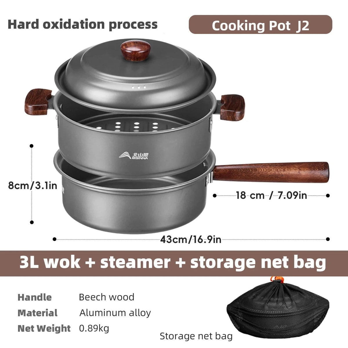BISINNA Camping Cookware Portable Cooking Frying Pan Steamer Set Ultralight Aluminum For Outdoor Backpacking Hike Picnic Travel