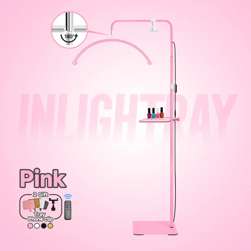 Free LOGO Rotatable Lashes Lamps Half Moon Light Led Moon Lamp Photography Fill Light for Lashes Extension Beauty Floor Lamps