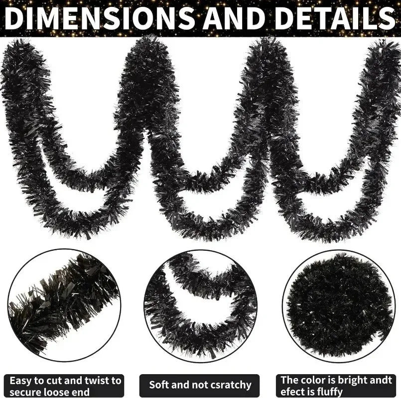 2/20M Christmas Tinsel Garland DIY Xmas Tree Hanging Ornaments Ribbon Wreath Christmas Ornaments Garland DIY Party Decoration