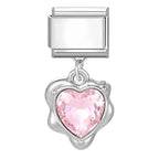2025 New Sweet Pink Zircon Heart Bows Cherry Moon Star DIY Making Bracelet Women Men Stainless Steel 9mm Italian Charm Links Fit