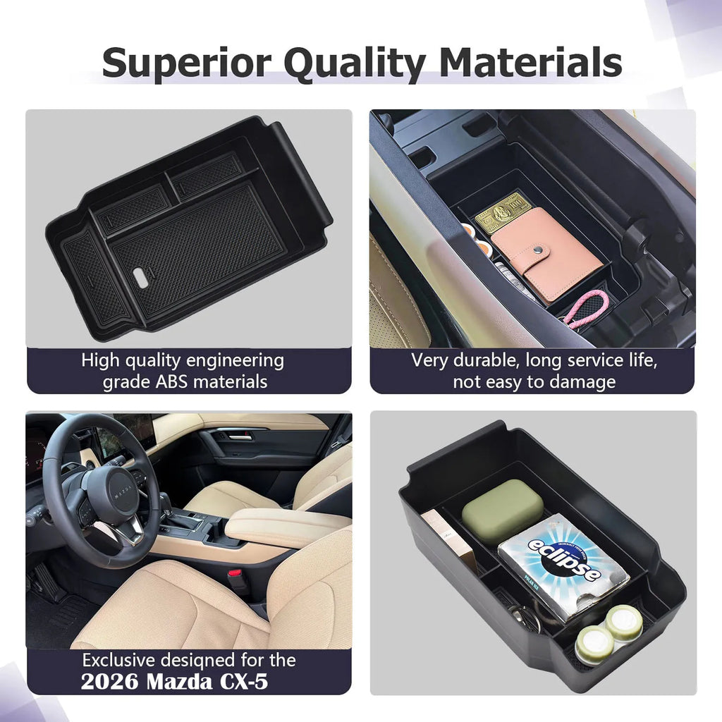 Center Console Organizer for 2026 Mazda CX-5 Armrest Box Storage Tray Secondary Interior Console Box Car Organizer Accessories