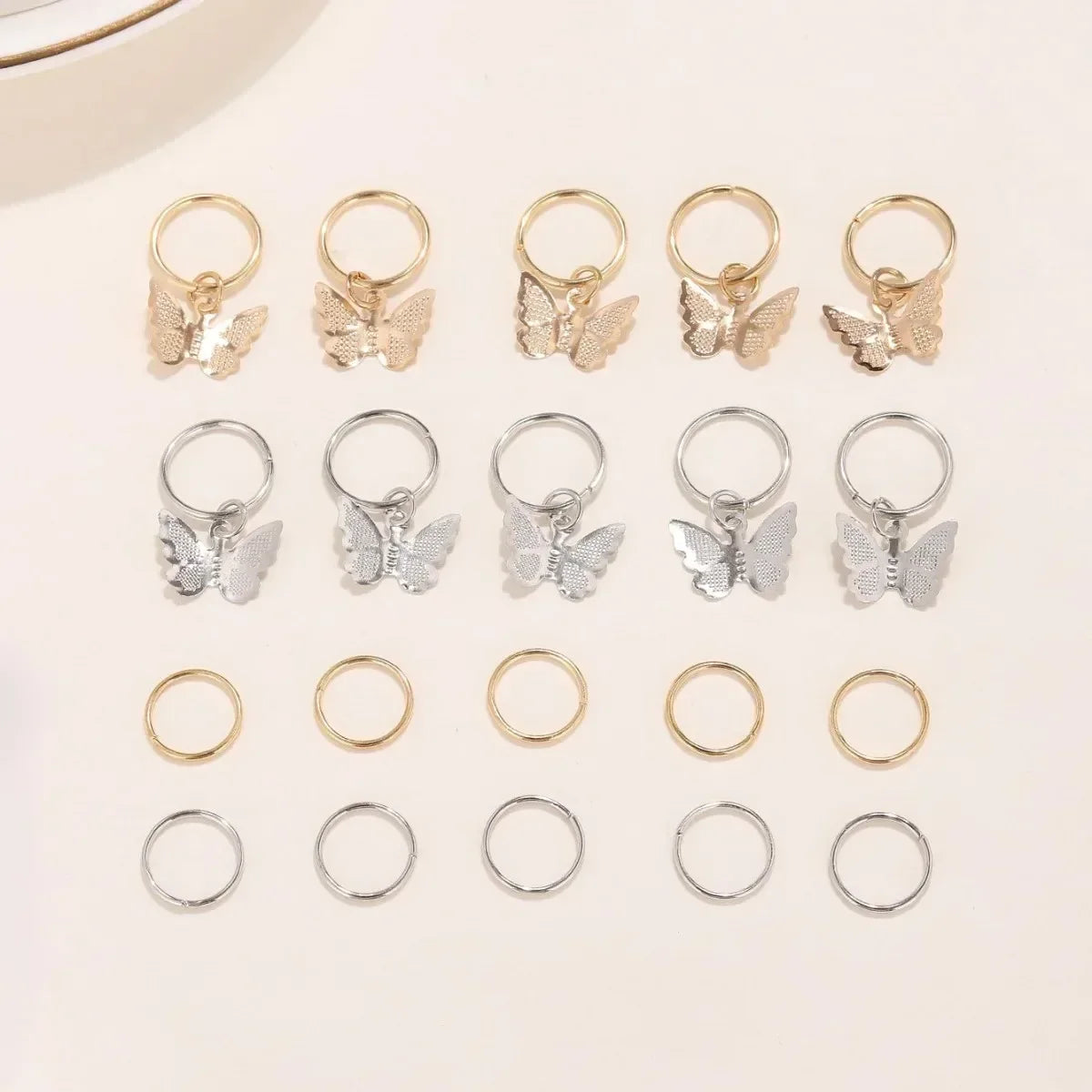 5-20pcs Wig Dreadlocks Hair Accessories Buckle Butterfly Open Hair Ring Clip Vintage Hollow Braid DIY Accessory Pendant