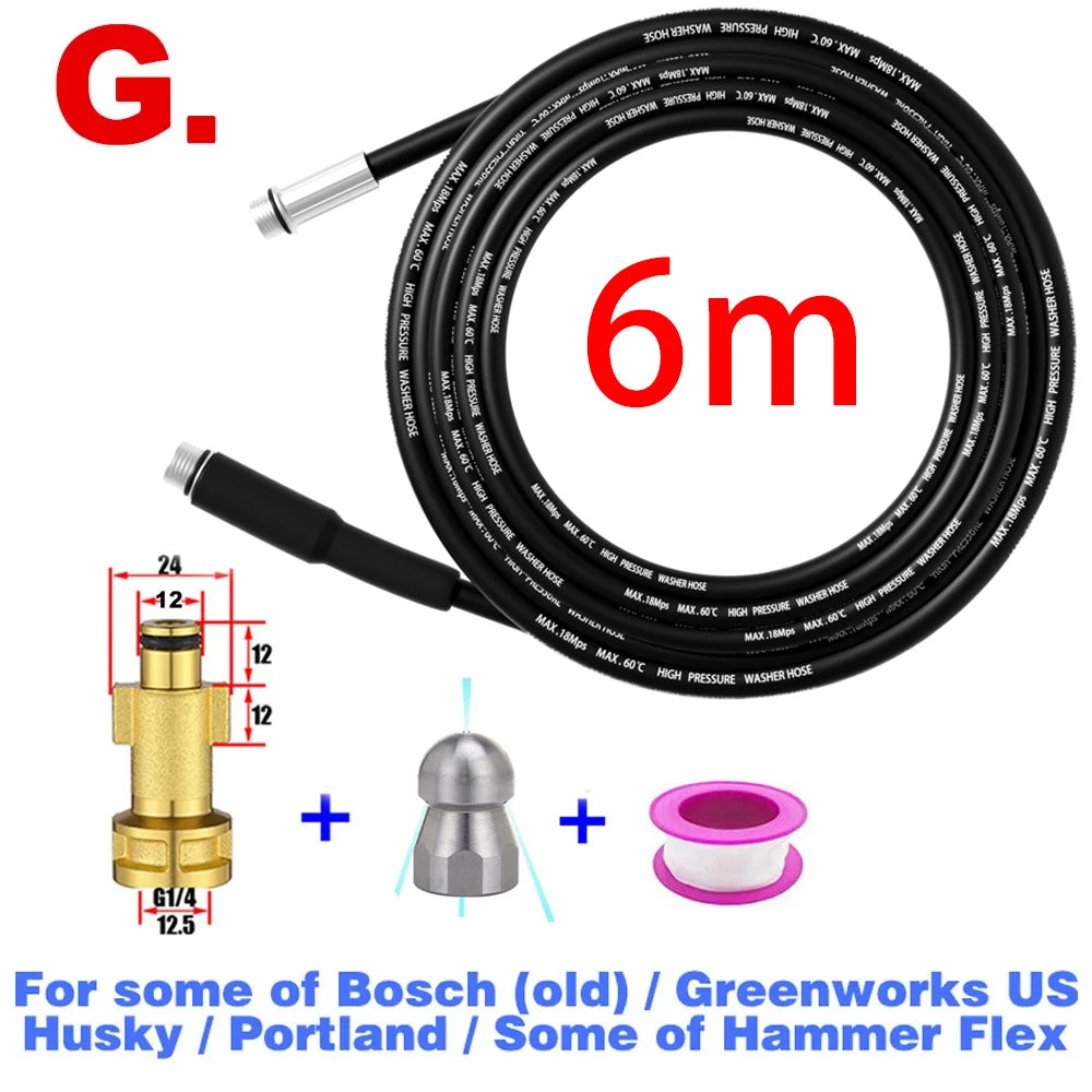 6M Sewer Drain Water Cleaning Hose Pipe Cleaner for Karcher Huter Hammer Nilfisk STIHL Bosch Lavor High Pressure Washer