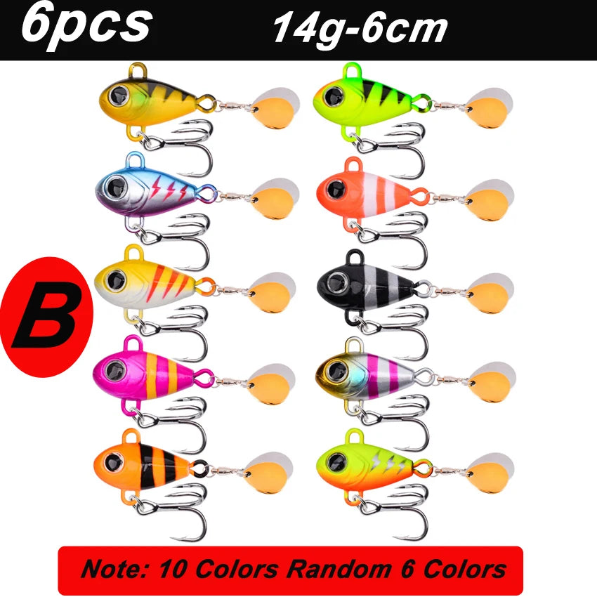 5/6pcs Mini VIB With Spoon Fishing Lures 6g 10g 17g 25g 2cm Lure Fishing Tackle Pin Crankbait Vibration Spinner Sinking Bait