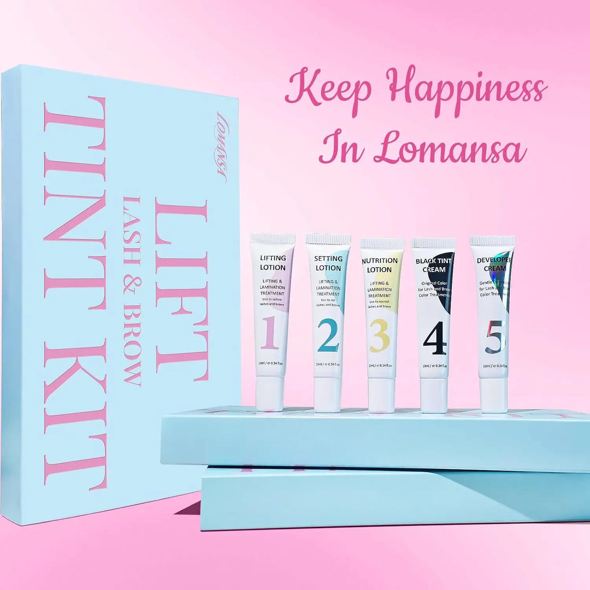 Lomansa Lash Lift and Black Kit Eyelash Lift and Color Strong Hold Lash Lifting 4 Weeks Curl & Natural Darker Black Lashes Tools