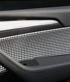 Houndstooth Cotton Linen Upholstery Fabric 1x1.5m Black-White Car Seat Door Panel Headliner