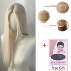 High temperature Fibers for Cosplay Moonlight White Light Blonde Wig 28inch Wig Long Straight Synthetic Wigs