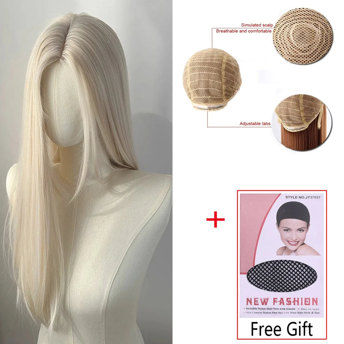 High temperature Fibers for Cosplay Moonlight White Light Blonde Wig 28inch Wig Long Straight Synthetic Wigs