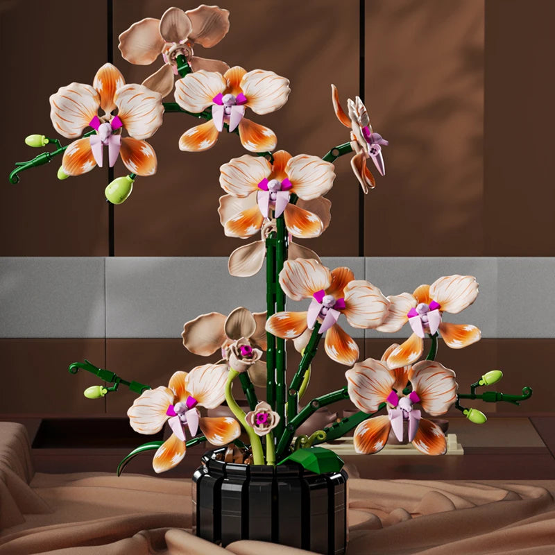 Eternal Flower Orchid Building Block Potted Plant Model, Home Decor Item, Gift for Girls for DIY Creativity, DIY Gift, Birthday/