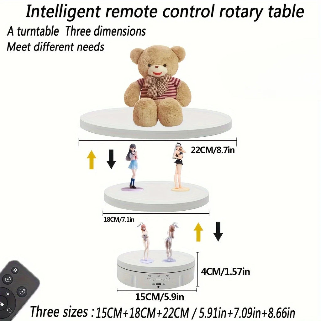 3 Speeds Electric Rotating Display Stand Mirror 360 Degree Turntable Jewelry Holder Battery/USB Power for Photography Shooting