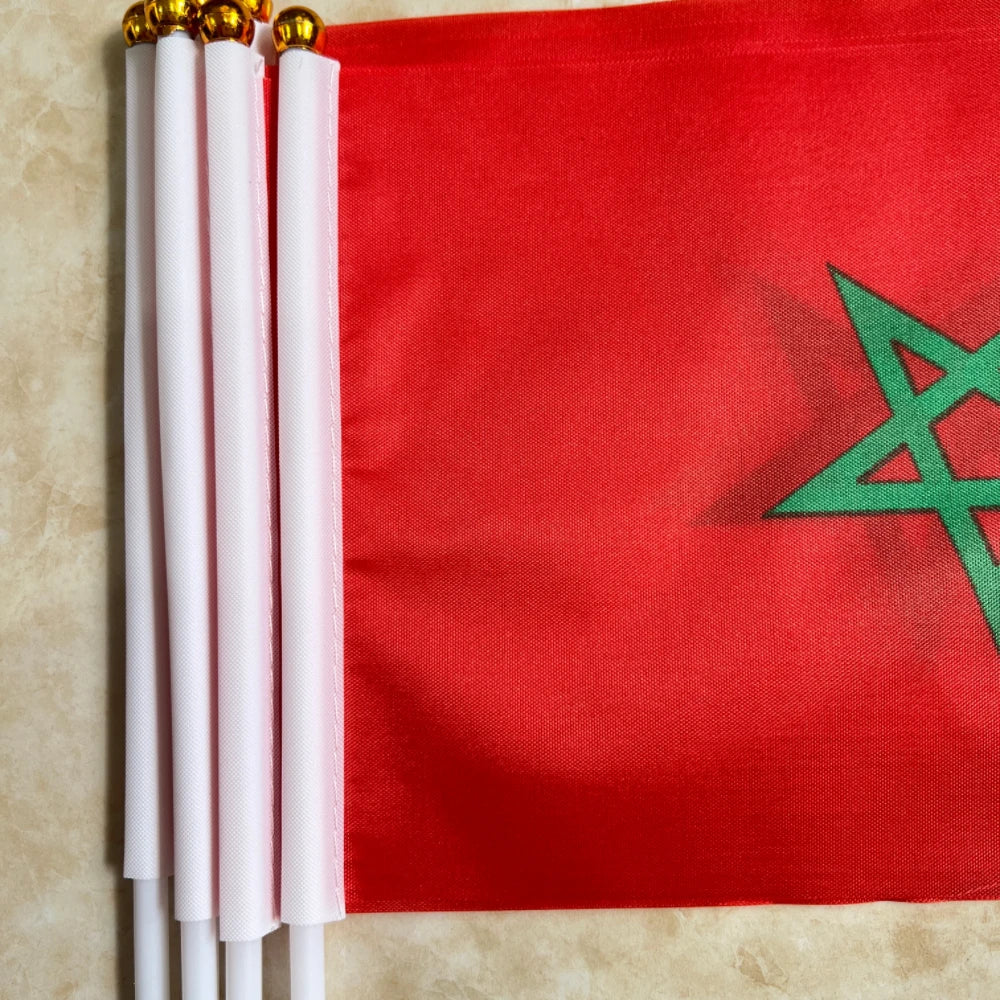 14 * 21cm Moroccan hand-held plastic stick flag outdoor celebration event Moroccan small-sized flag