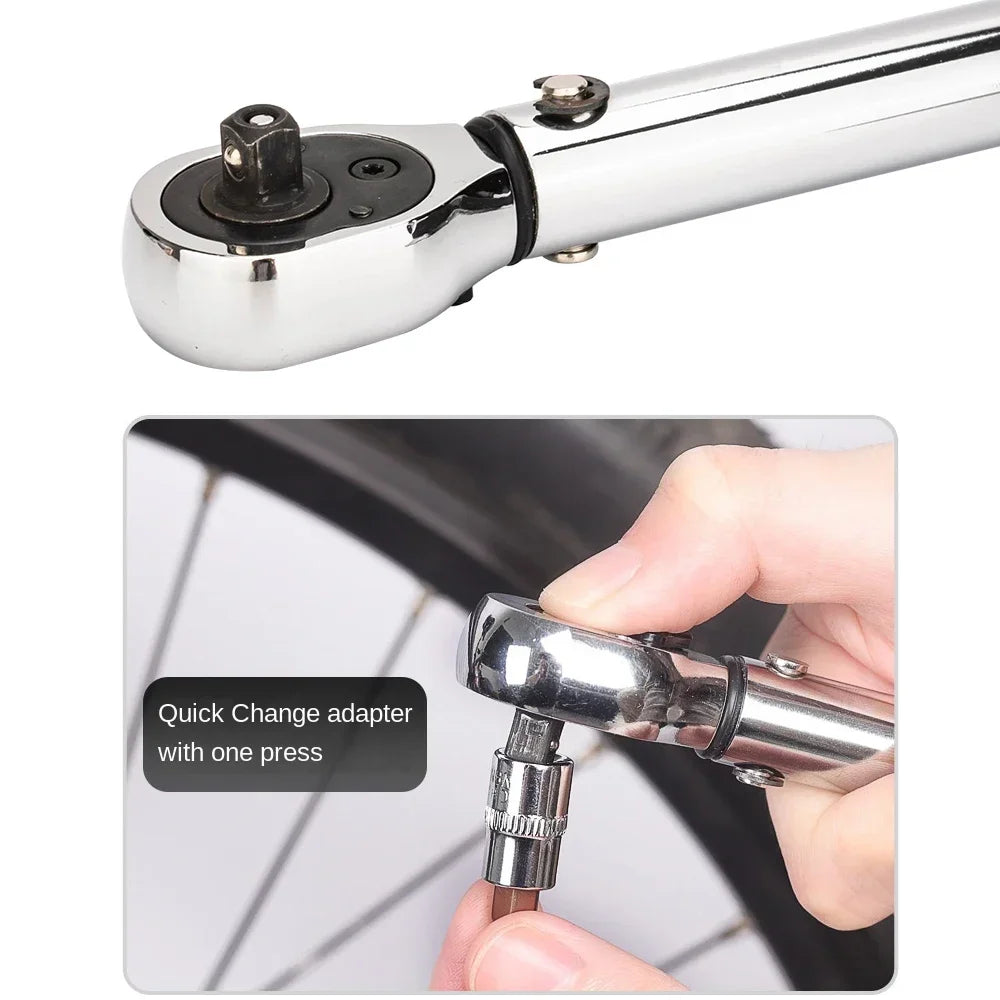 TINSOL 15Pcs Set Bicycle Torque Wrench Set 1/4" 2-24Nm Dual Direction Bike Allen Key Tool Socket Preset Type Spanner Pro Repair