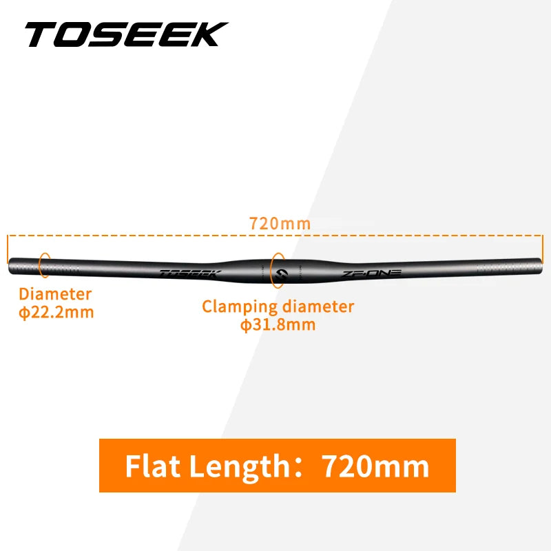 TOSEEK ZF-ONE Carbon MTB Handlebar 31.8mm Clamp Flat/Rise 580-760mm