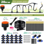 30M-5M DIY Free Bending Universal Sprayer Kit 8mm Hose Patio Misting Cooling System for Garden Plant Fogging Watering Irrigation