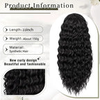 22in Drawstring Curly Ponytail Hair Extension, Synthetic Fluffy Long Curly, 1pc