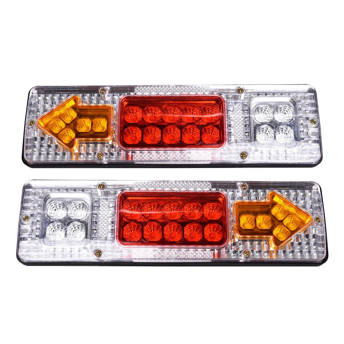 2Pcs LED taillights turn signals brake lights and reversing lights suitable for trucks buses tractors lorries pickups and RVs