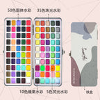 Seamiart 50/72/90/100 Color Solid Watercolor Paint Set Basic Neone Glitter Watercolor Pigments for Drawing Art Paint Supplies