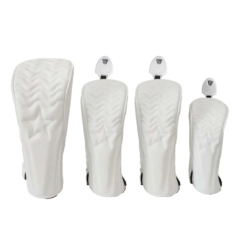 Golf Headcover Golf Wood Cover PU Leather Golf Club Covers For Driver Fairway Hybrid Waterproof Protector Set Golf Accessories