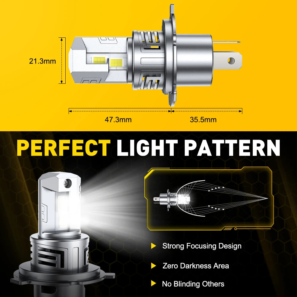 2025 NEW AUXITO 30000LM H4 LED Lights Bulb 9003 HB2 LED Headlights High and Low Beam with Fan Wireless 60W Car Headlamp 12V 2Pcs