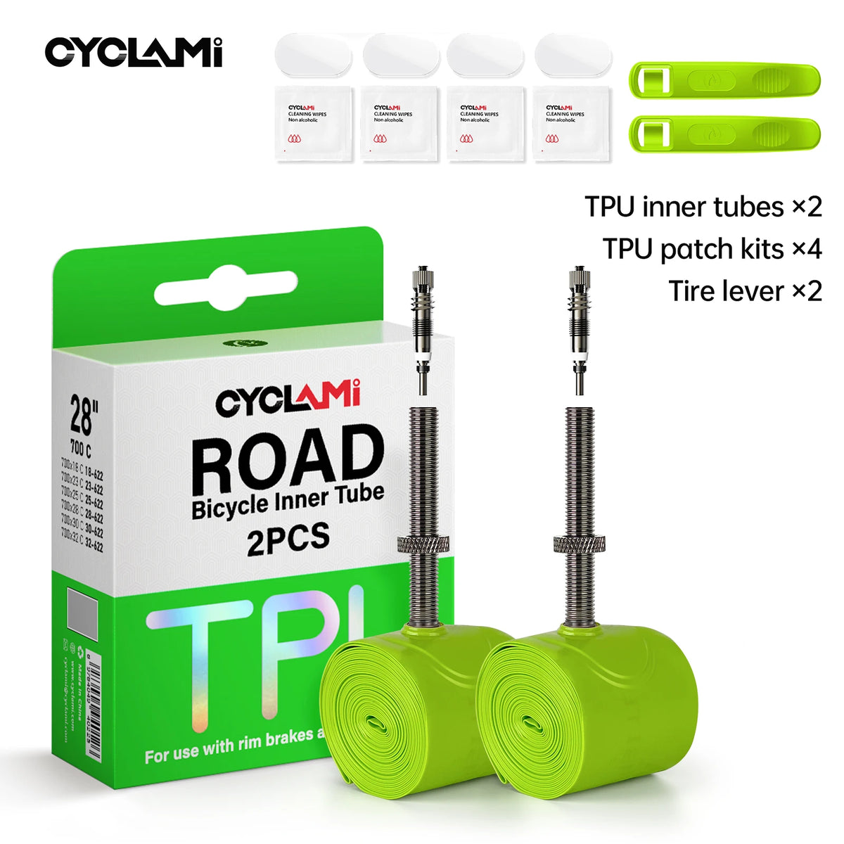 CYCLAMI Ultralight TPU Bike Inner Tube Metal nozzle Bike Inner Tire Removable French Valve For Road 700C 700 18 23 25 28 30 32 C